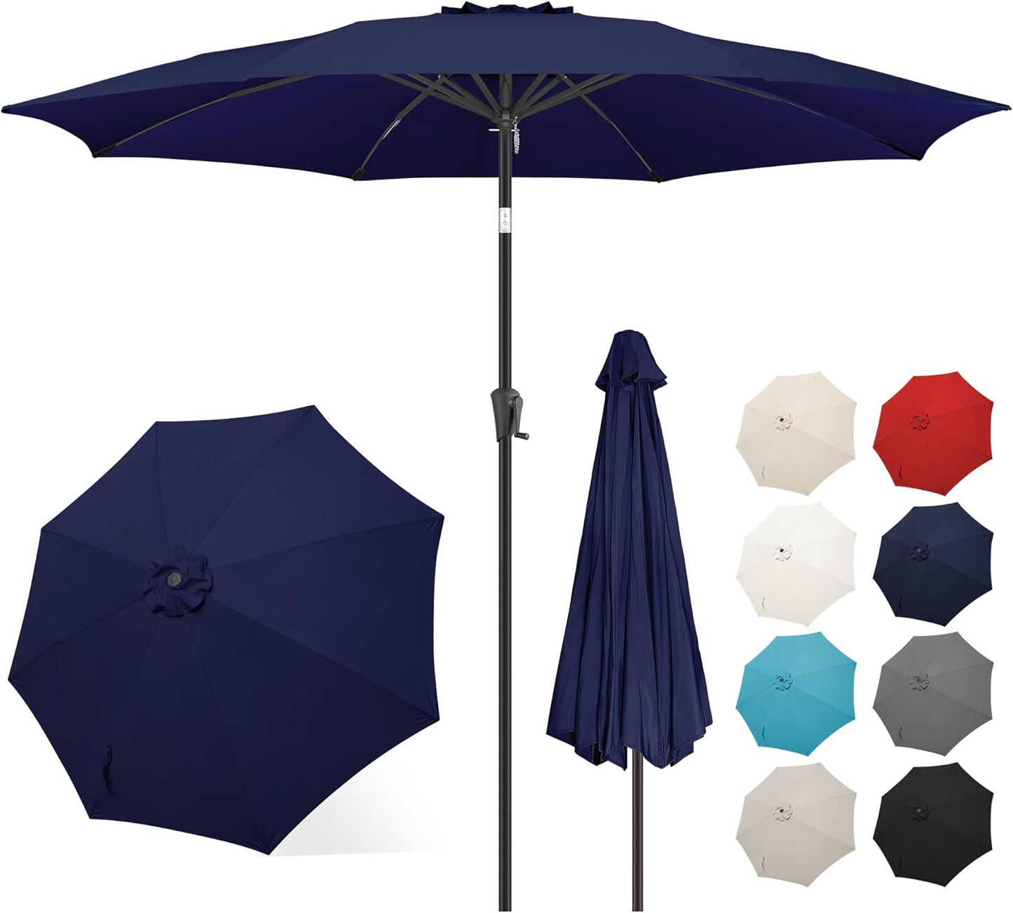 11 ft Patio Umbrella with Push Button Tilt and Crank for Shade