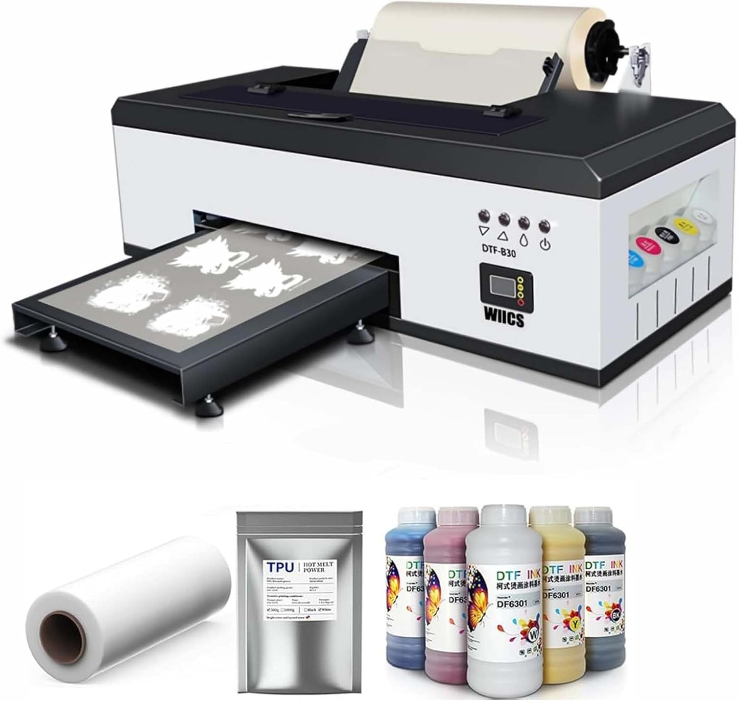 A3 DTF Printer: Direct-to-Film Transfer, White Ink Mixing, Semi-Automatic Cleaning - Furvveerr