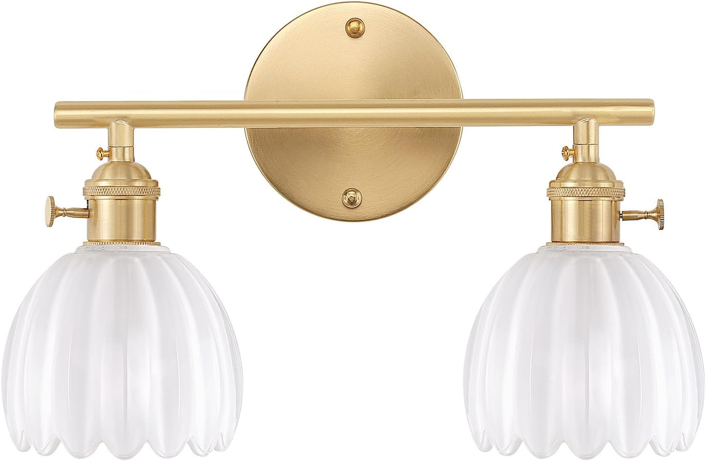 Bathroom Light Fixtures with White Tulip Glass Shade for Elegance