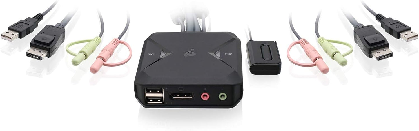 IOGEAR 2-Port USB DisplayPort KVM Switch for 4K 30Hz Use