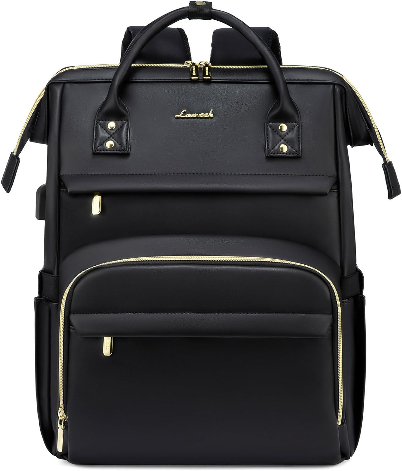 LOVEVOOK Leather Laptop Backpack for Women with USB Port