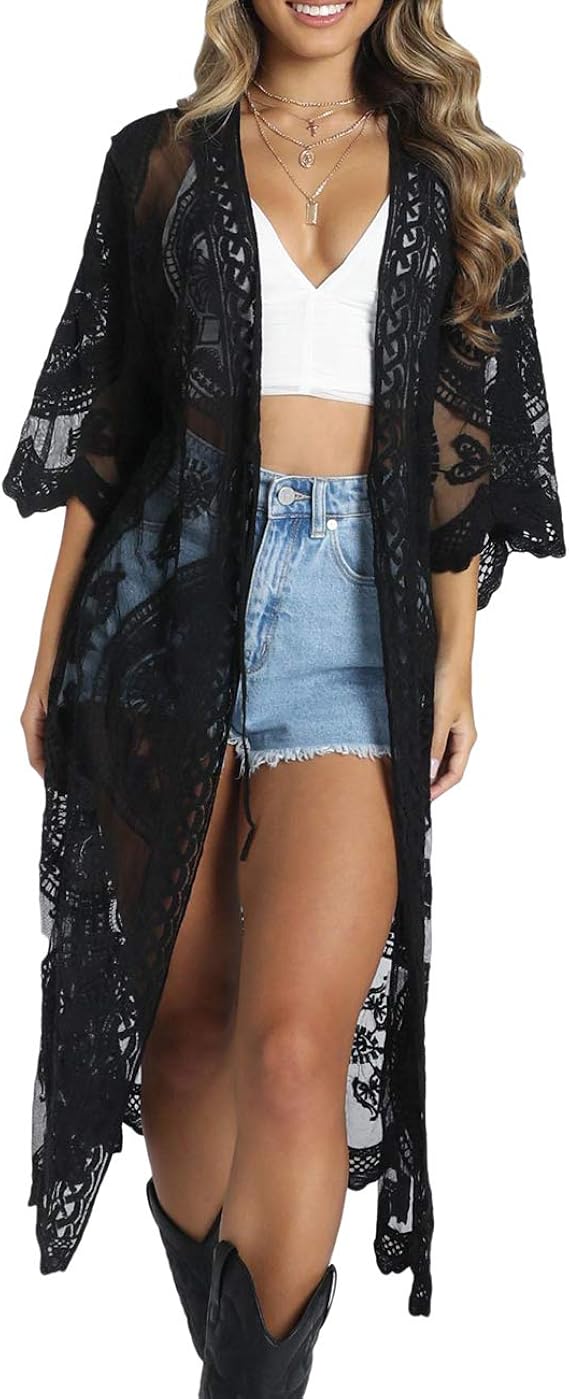 Bsubseach Women Mesh Cardigan Bikini Beach Kimono for Summer Fun