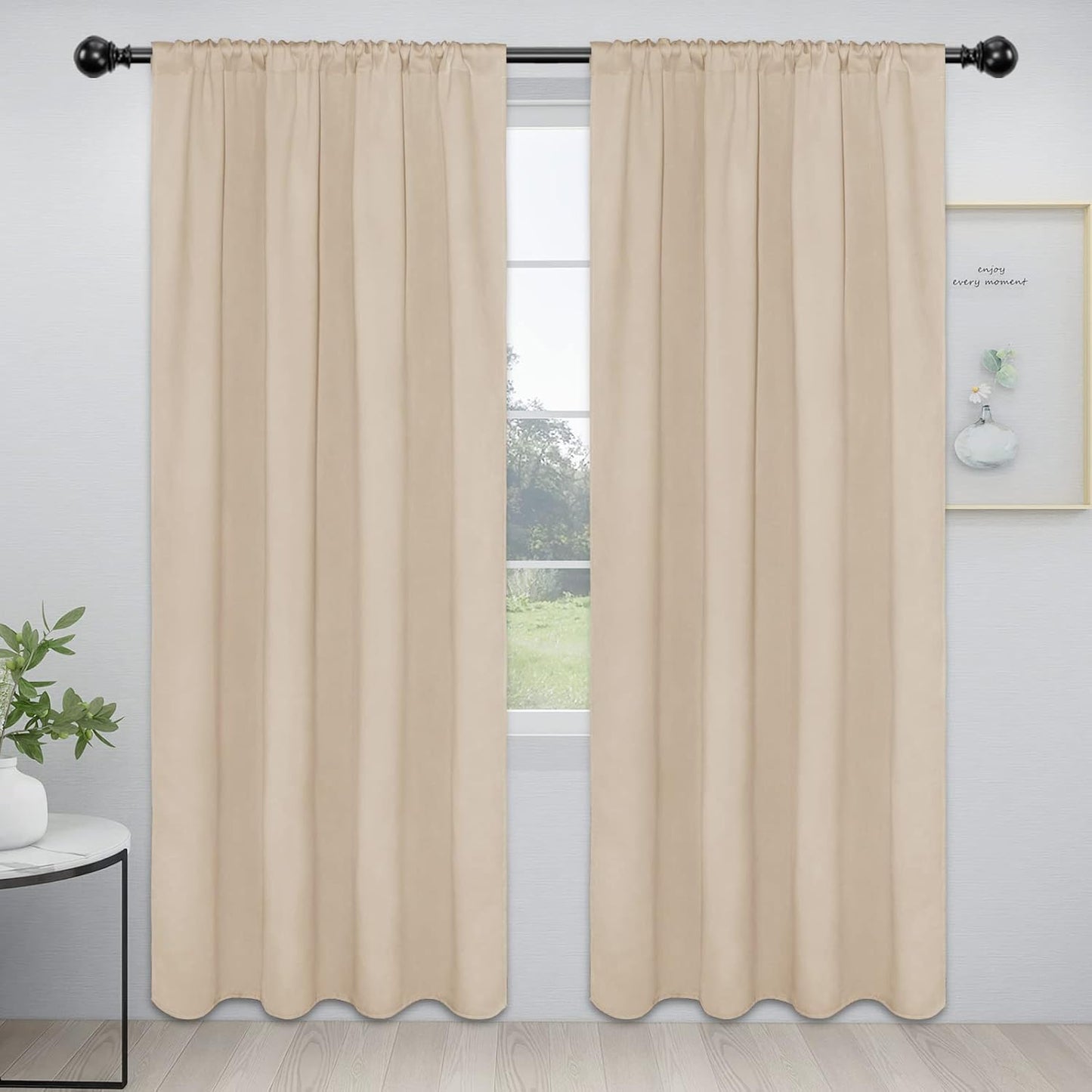 Easy-Going Rod Pocket Blackout Curtains for Bedroom and Living Room