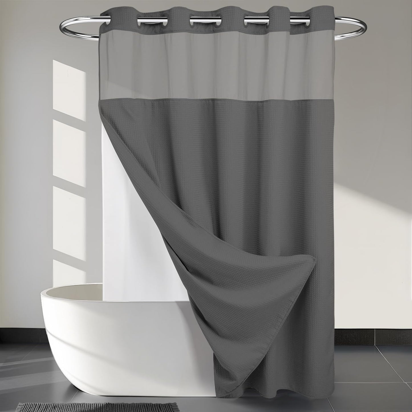 River Dream Heavyweight Dotted Waffle Weave Shower Curtain