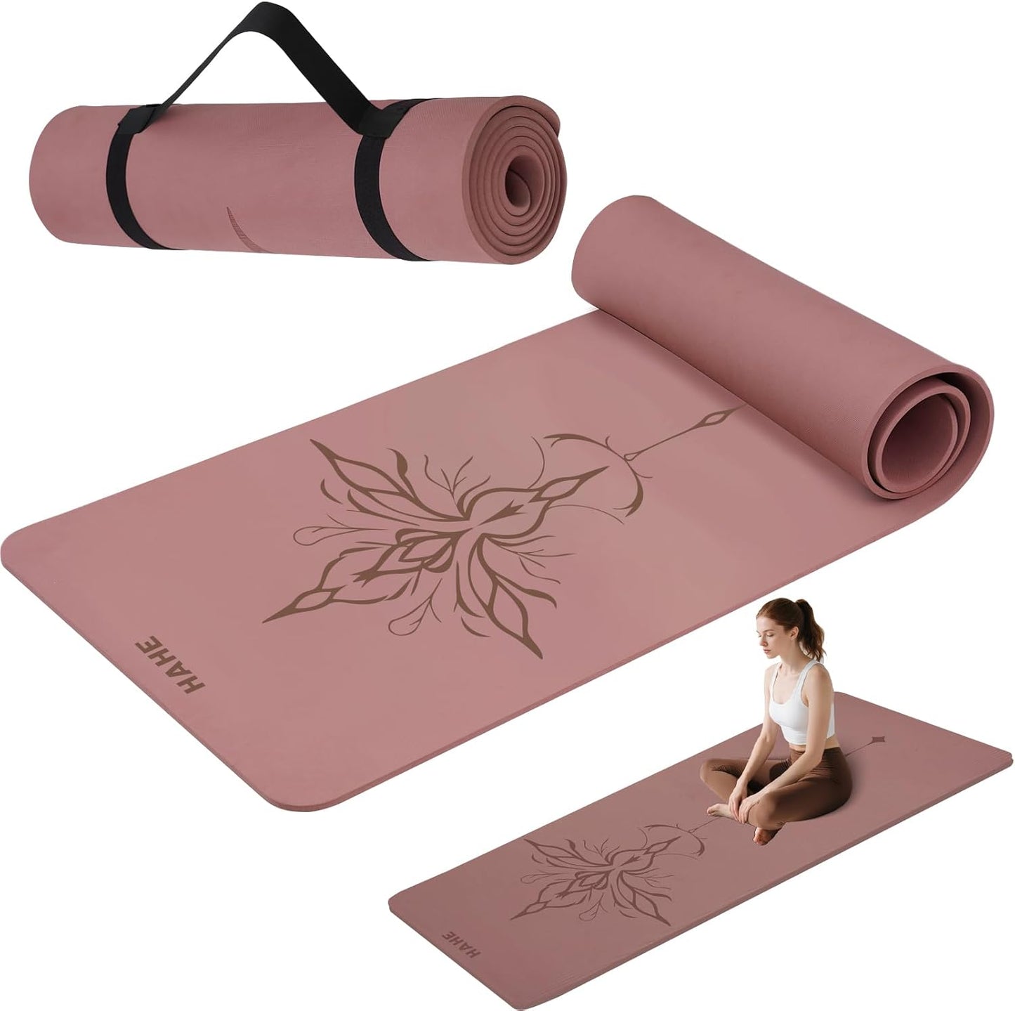 HAHE Yoga Mat Thick 8MM Eco-Friendly Non Slip for Fitness