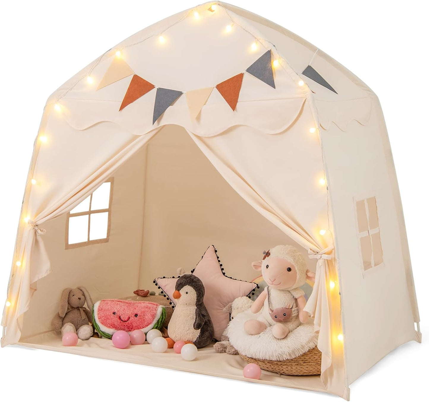 Costzon Kids Dome Tent: Bright Lights, 2 Doors, Windows, Washable Design
