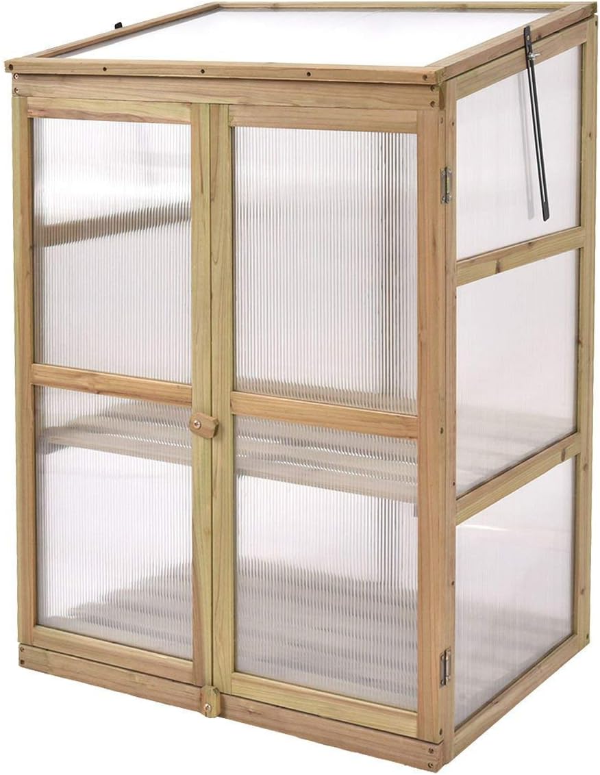 Giantex Garden Portable Wooden Cold Frame Greenhouse Planter