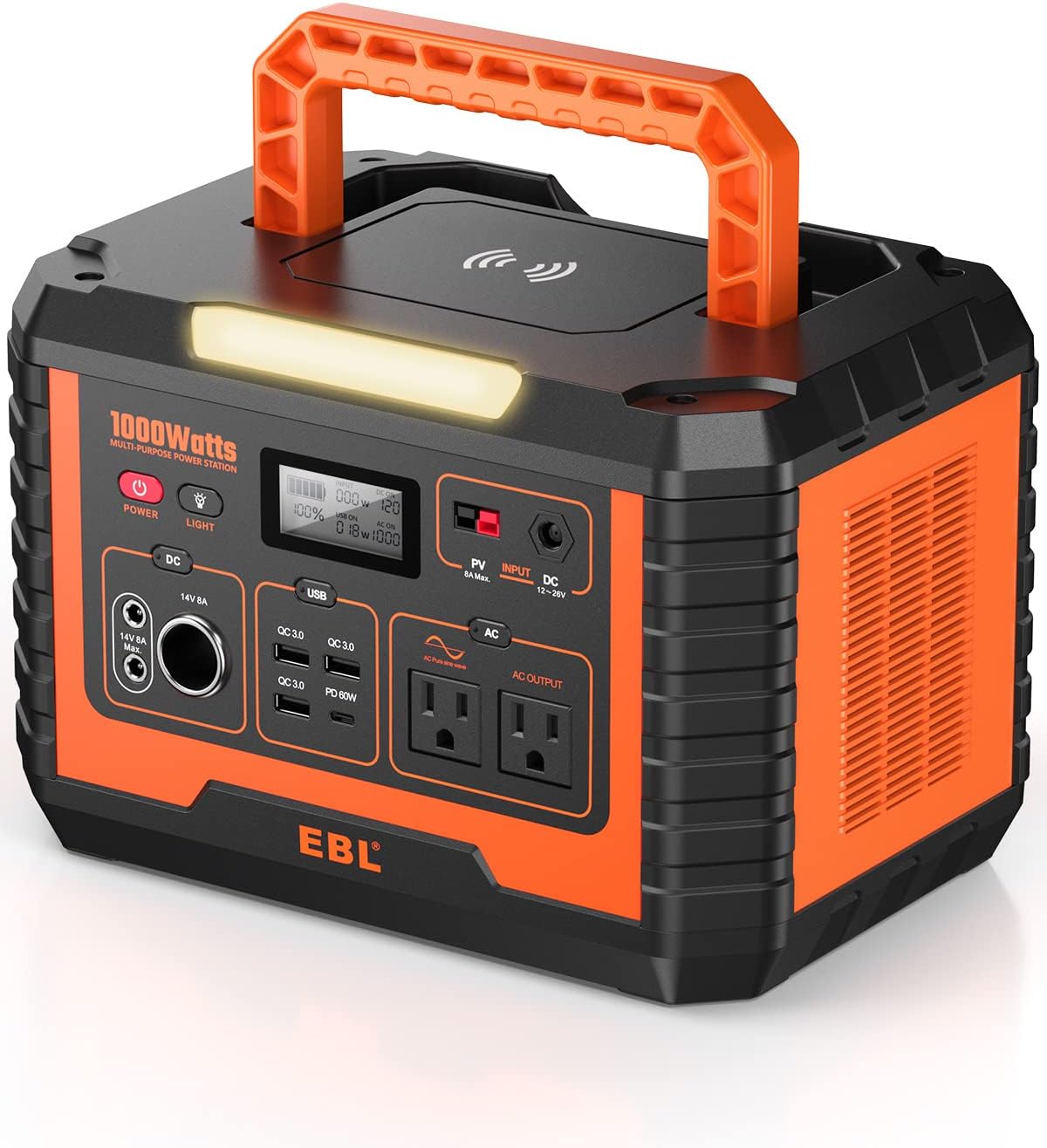 EBL 1000W Portable Power Station: Fast Charging Solar Generator