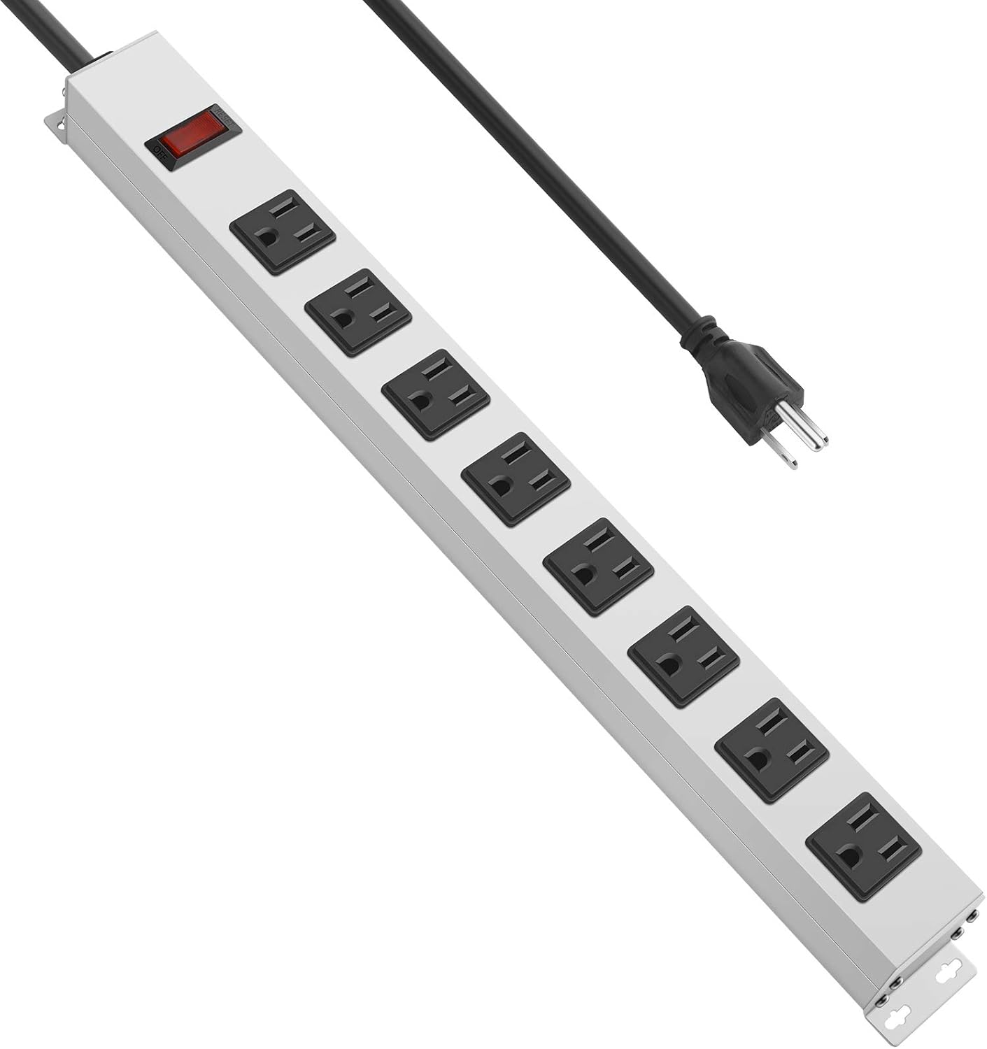 JUNNUJ Heavy Duty 8-Outlet Power Strip: Surge Protection & Switch Control