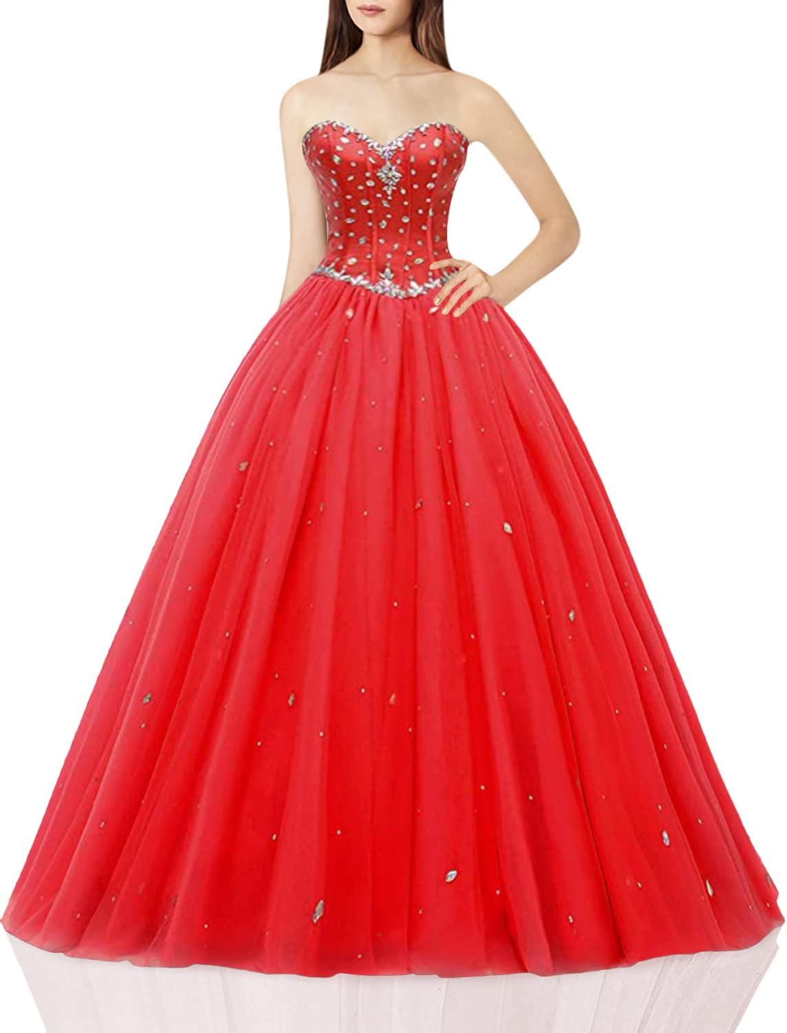 Women's Sweetheart Ball Gown Tulle Quinceanera Dress for Prom