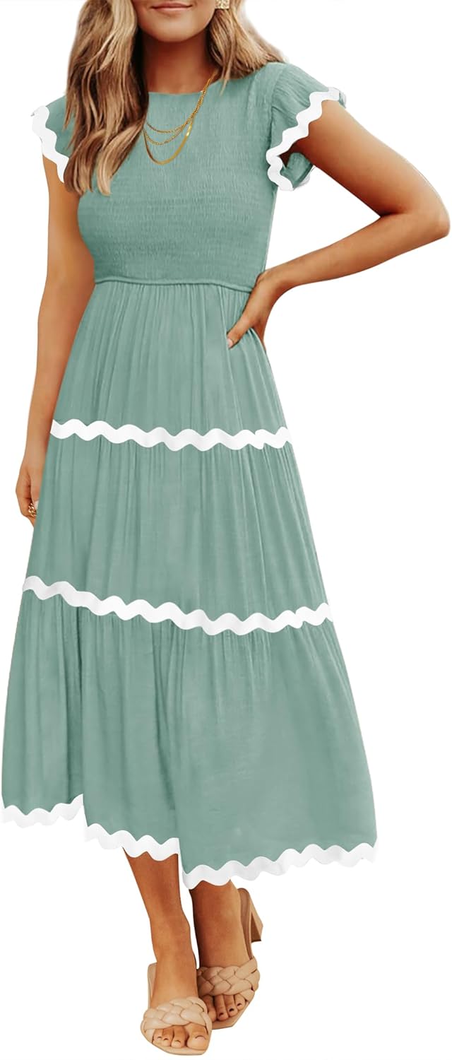 ZESICA Women's Summer Flutter Short Sleeve Midi Dress Review