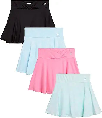 RBX Girls' Active Skirt - 4 Pack Pleated Athletic Scooter Skort