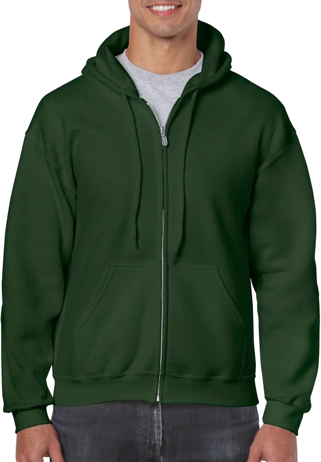 Gildan Heavy Blend X-Large Forest Green Full Zip Hood - A&E Designs