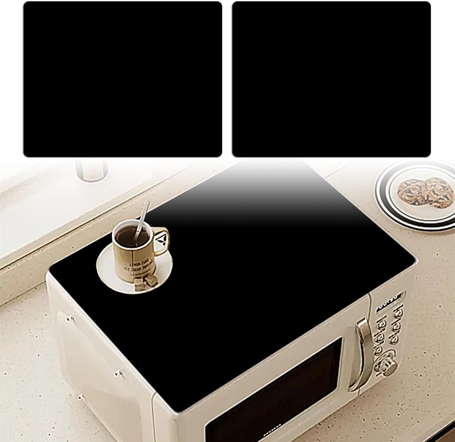 Nonstick Rubber Microwave Cover Set, Heat Resistant 18x14 Kitchen Protector, Apriciti