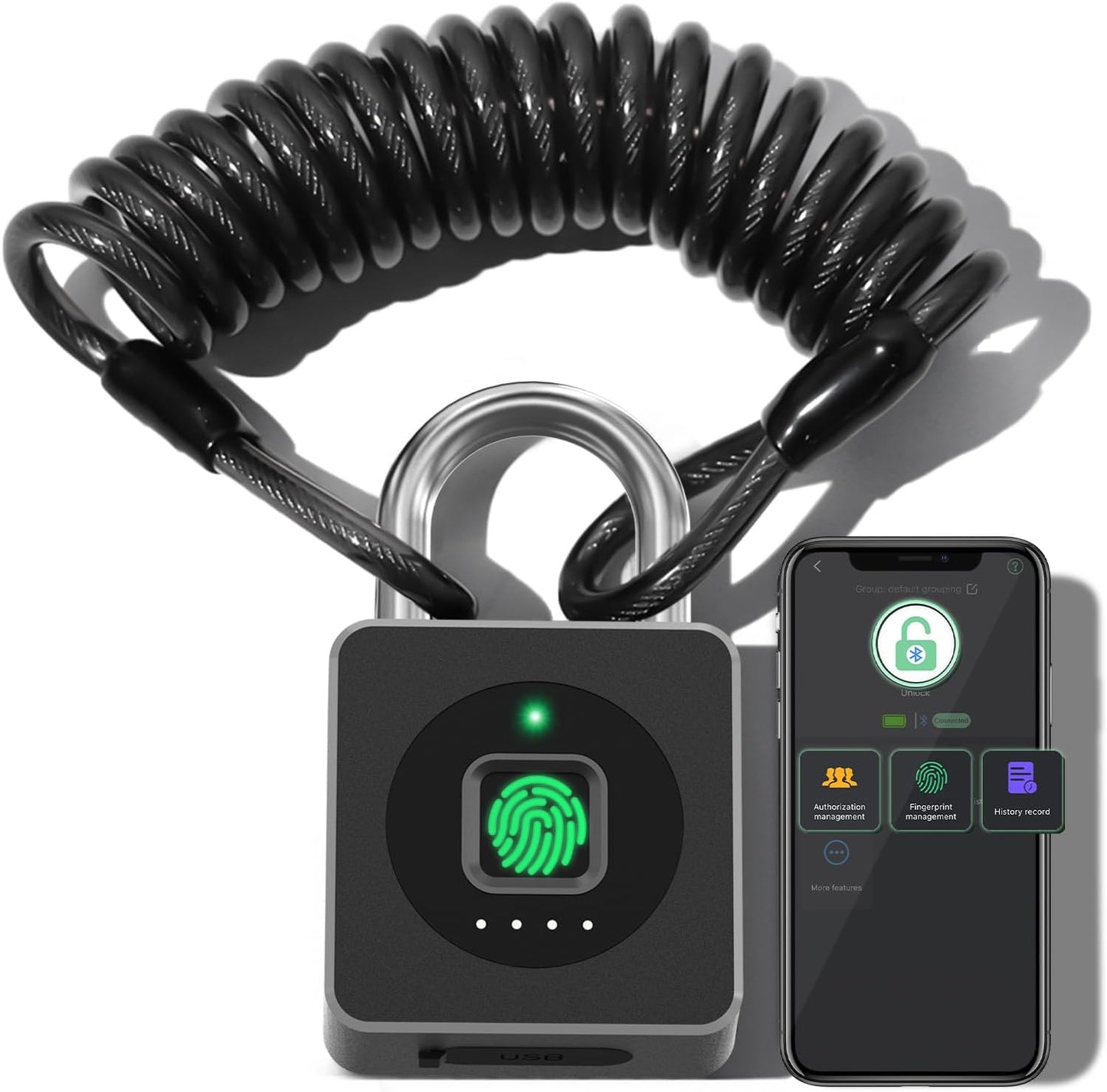 Pothunder Fingerprint Padlock with APP for Keyless Security