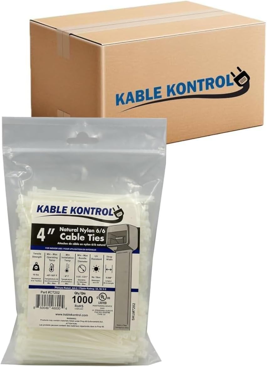 Natural White 4 Inch Zip Ties for Indoor and Outdoor Use