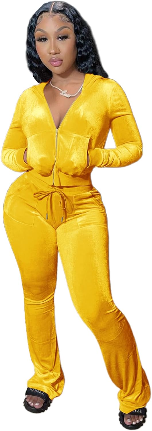 YIDENGYMX Womens Velour Tracksuit Set for Stylish Comfort