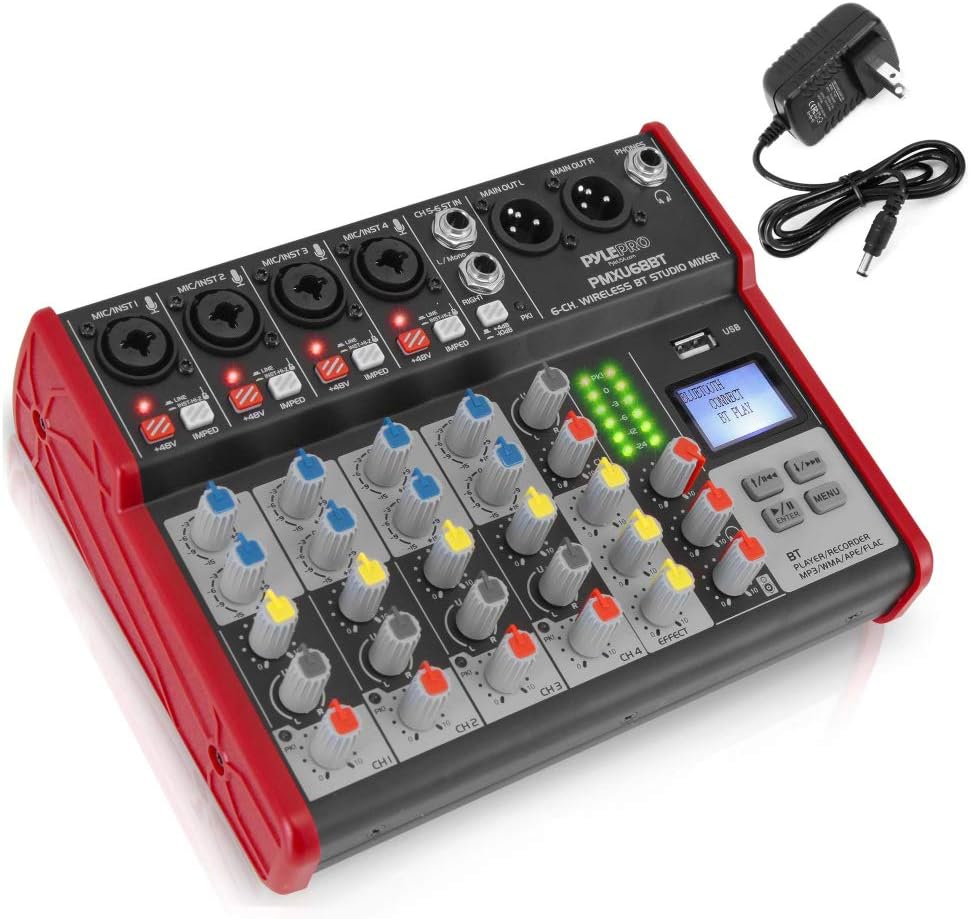 PYLE Studio Audio Sound Mixer Board - 6 Channel Bluetooth Mixer