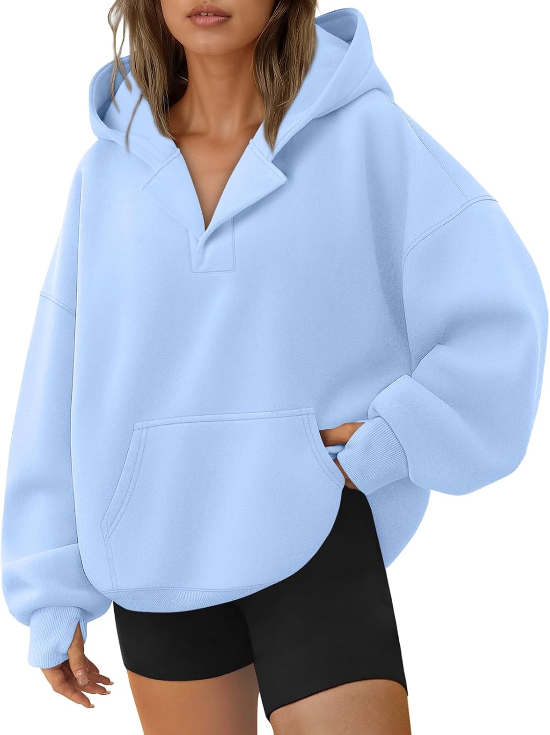 Trendy Queen Oversized V Neck Hoodies for Fall Fashion 2025