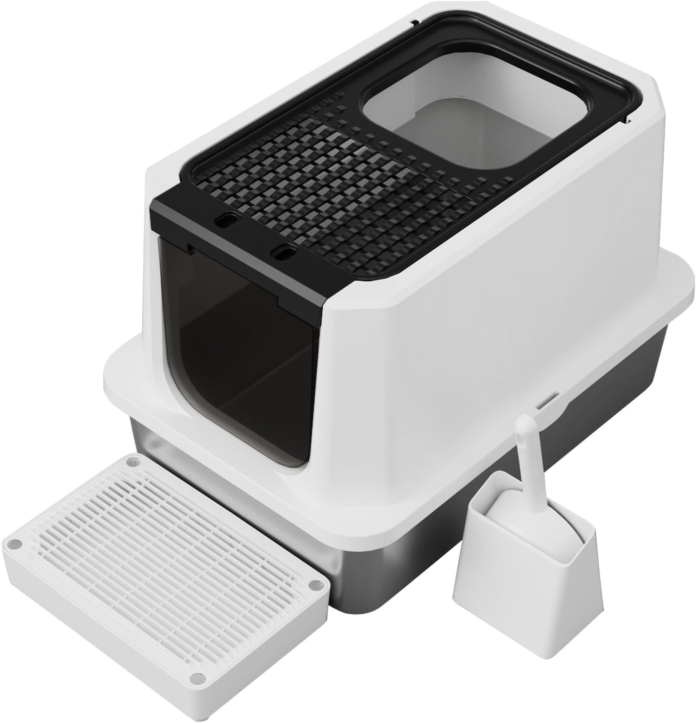 RIZZARI Stainless Steel Litter Box with Leakproof Enclosed Design
