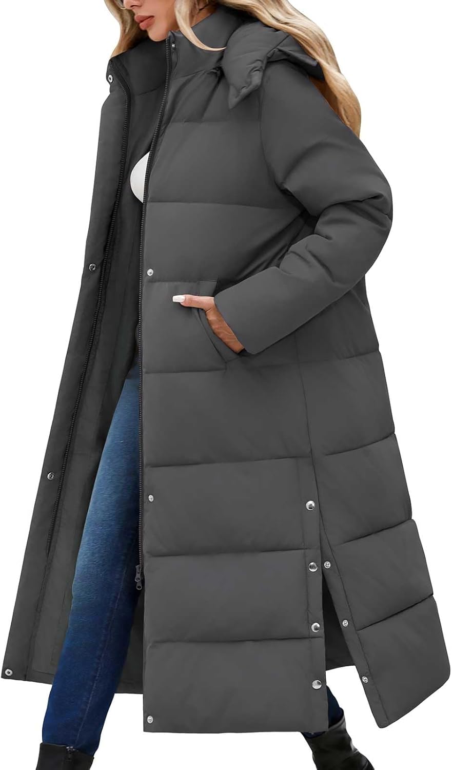 Women's Long Maxi Down Coat Winter Puffer Jacket Warm Padded
