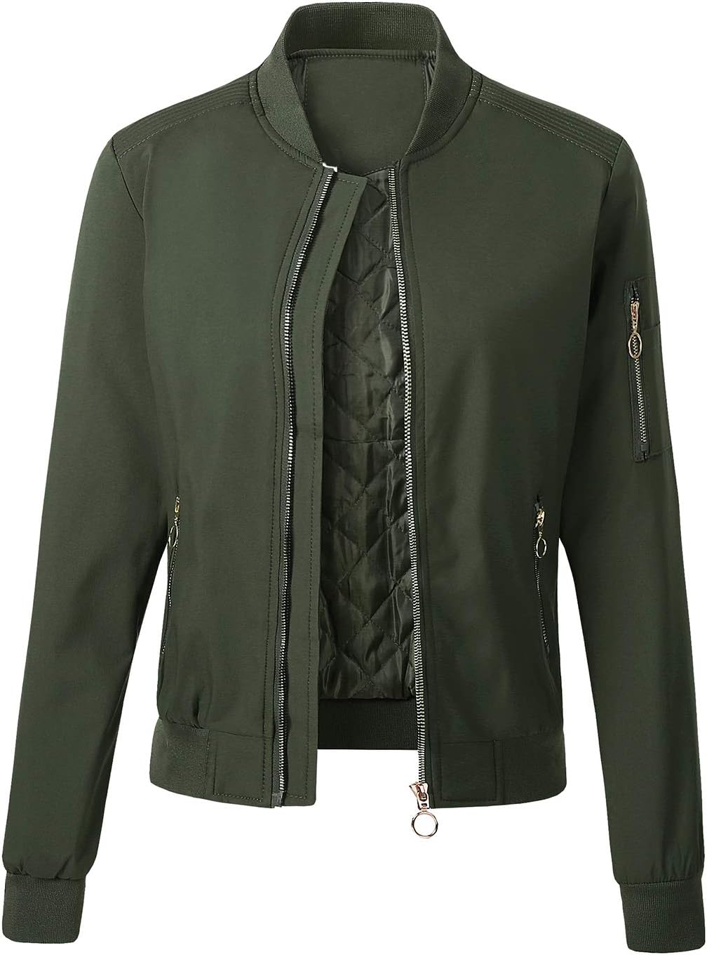 Flygo Women's Bomber Jacket Casual Coat for All Seasons