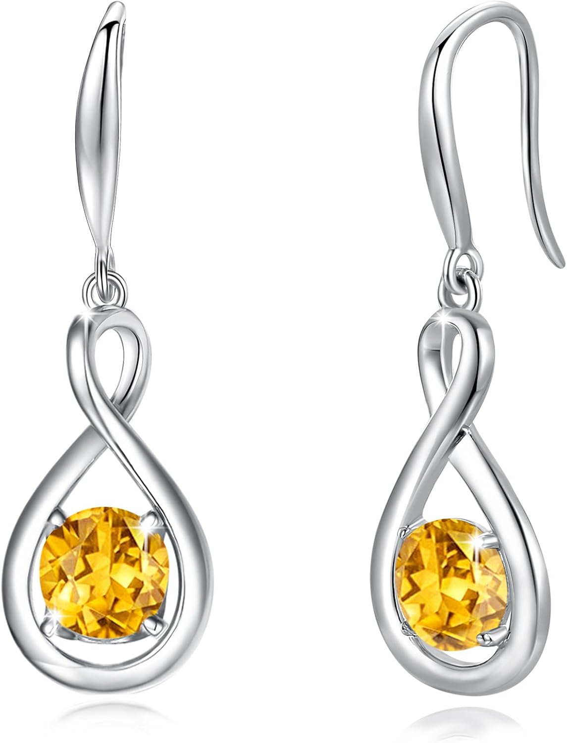 Dangle Drop Earrings in 925 Sterling Silver with Birthstone
