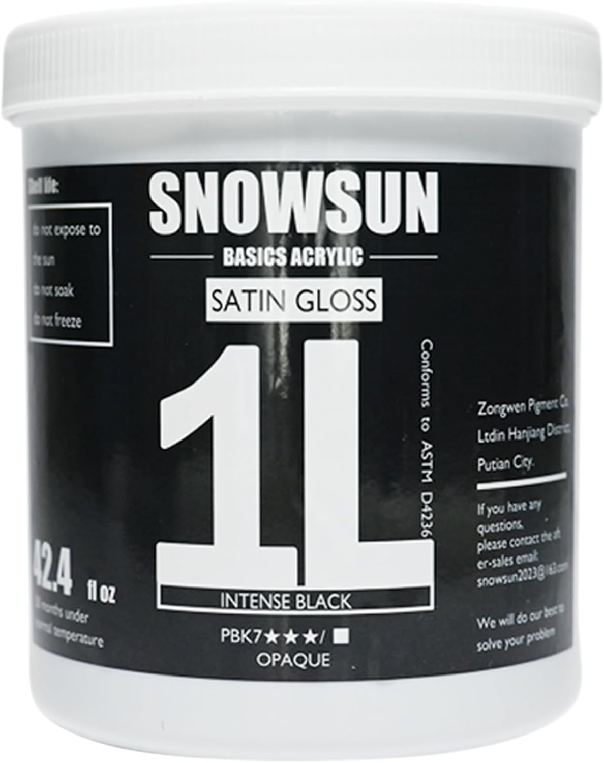 SNOWSUN Charcoal Black Acrylic Paint for Artists & Beginners