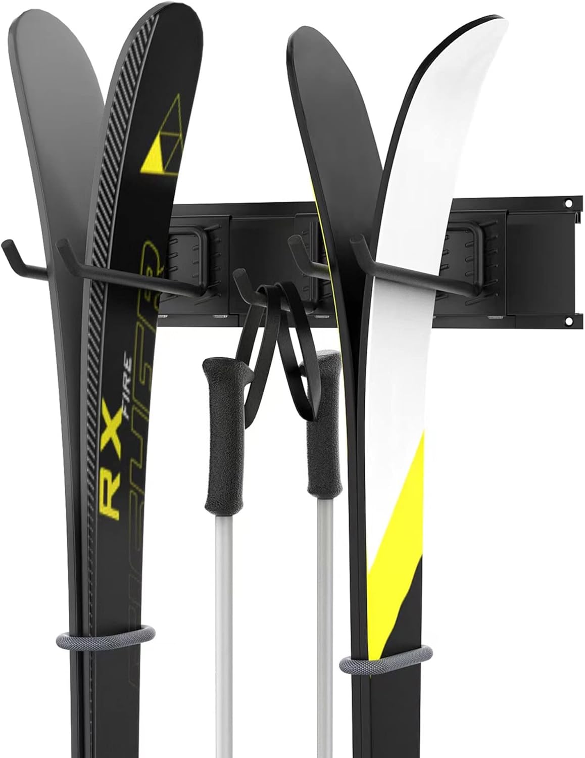 WALMANN Ski Wall Rack - Organize 2 Pairs, Holds 100lbs!