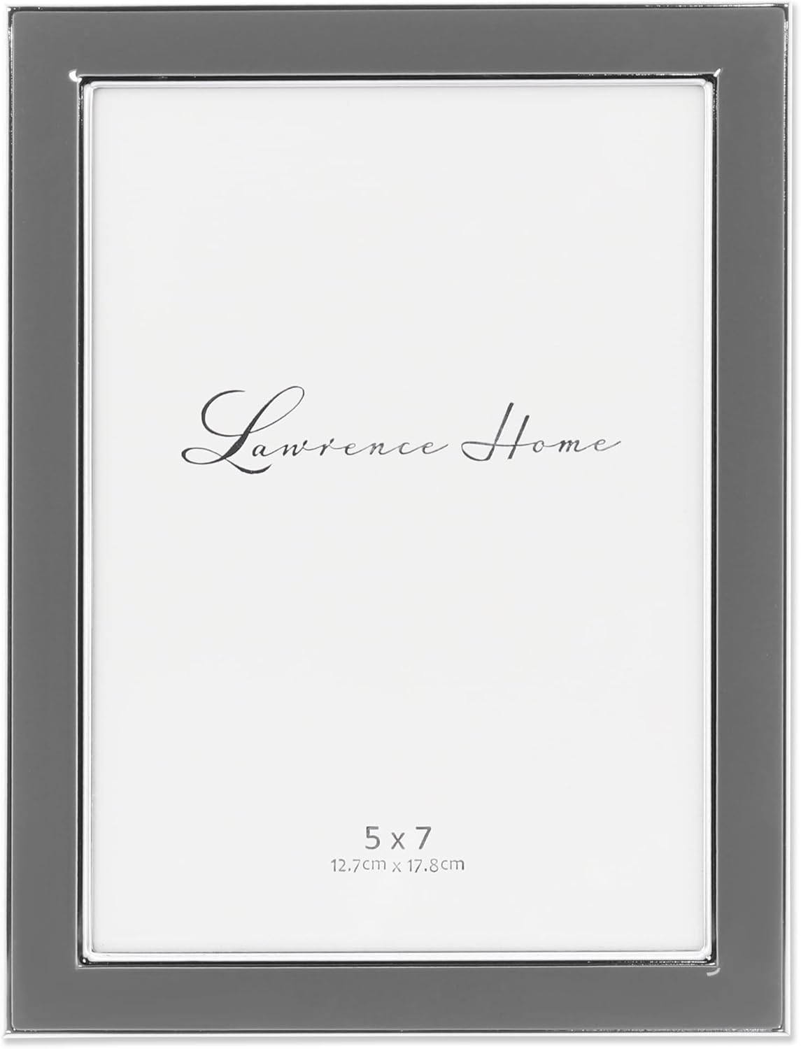 Contemporary 5x7 Polished Enamel Metal Frame in Grey Finish