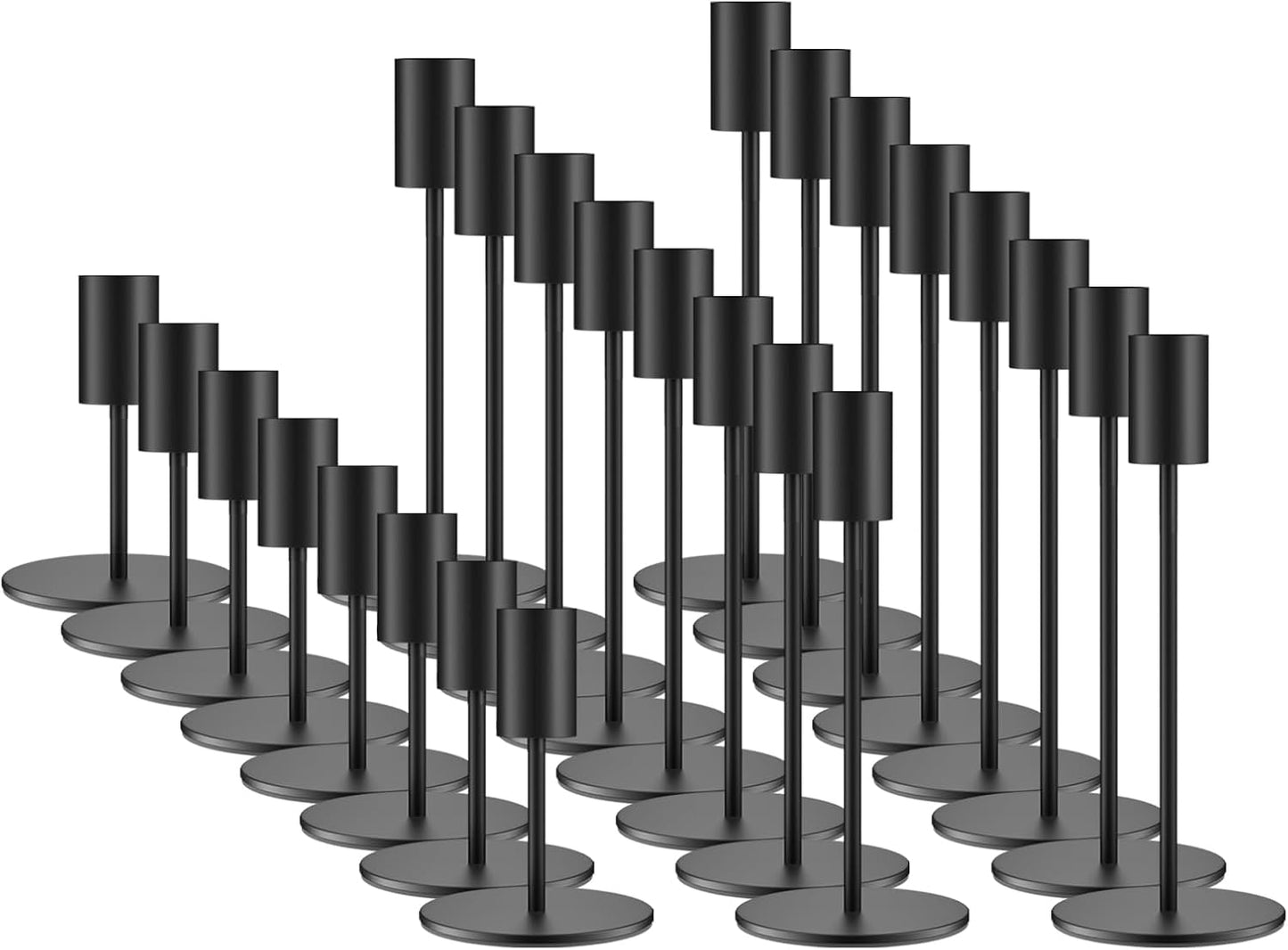 Set of 24 Black Taper Candle Holders for Elegant Home Decor