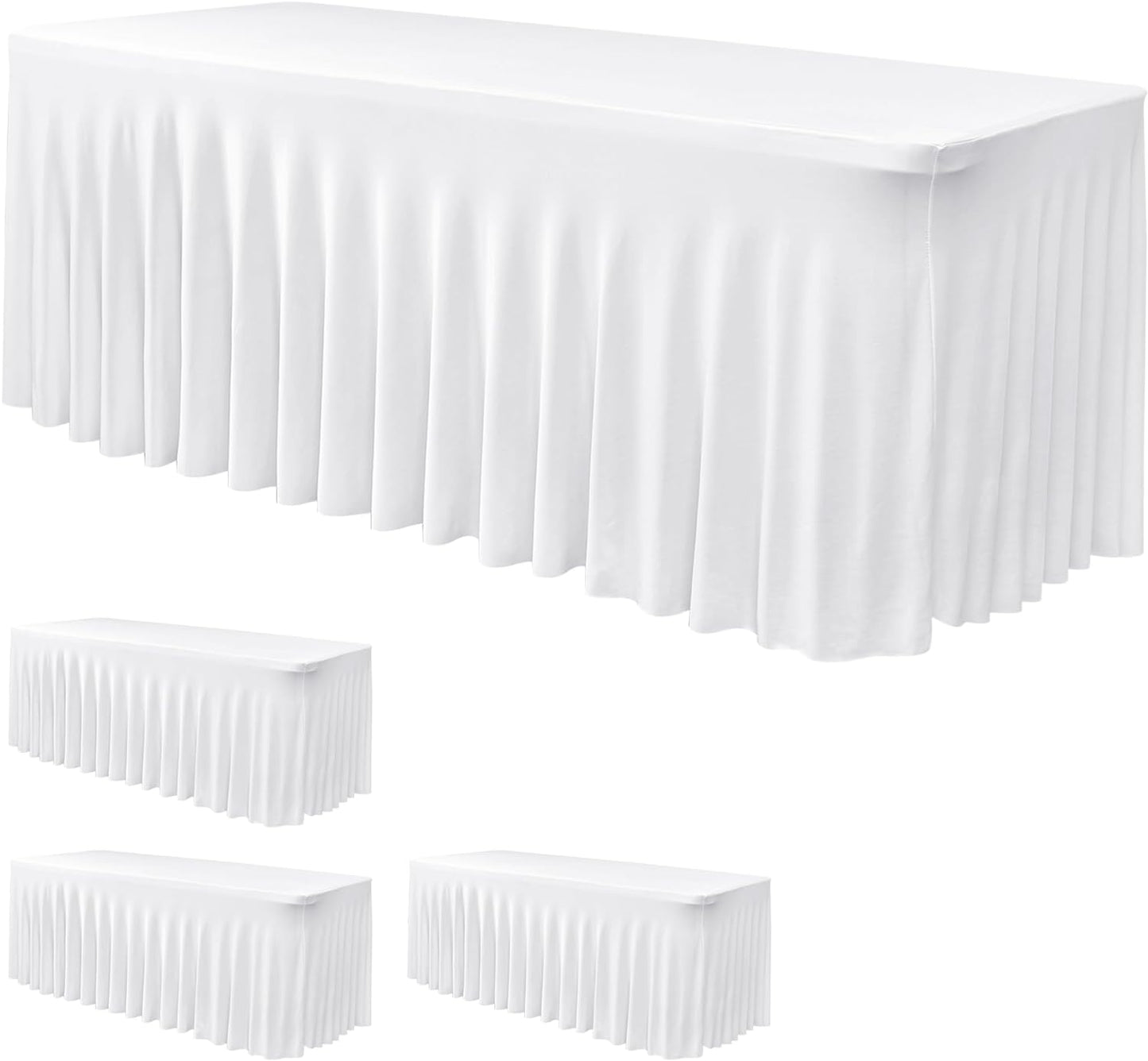 Elegant White Table Skirt for 6 Foot Rectangle Tables - 4 Pack