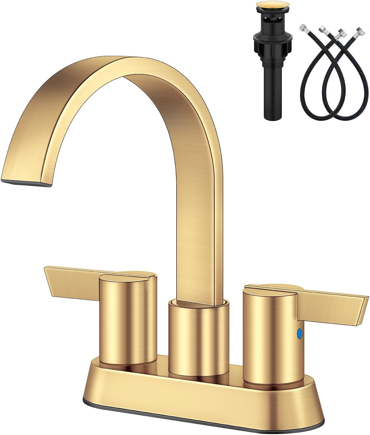 Aolemi Brushed Gold Waterfall Faucet for Bathroom Sink 3 Hole