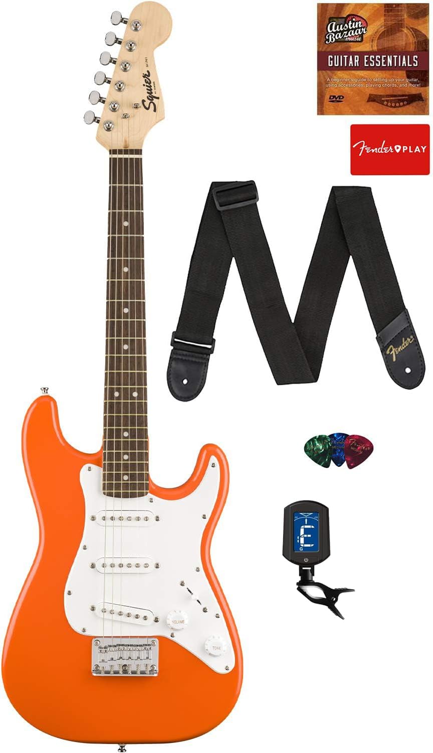 Fender Squier 3/4 Size Kids Mini Strat Electric Guitar Bundle