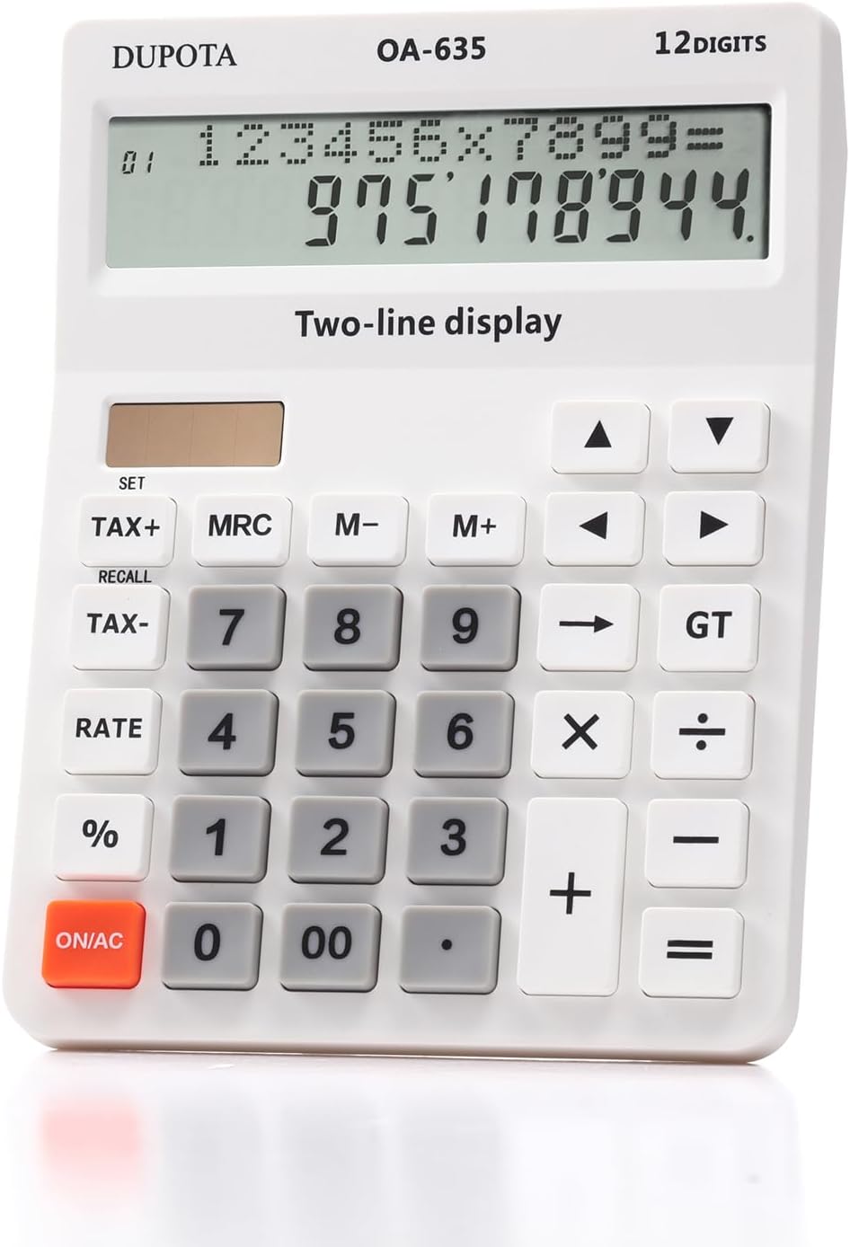 Large Display Desk Calculator: Dual Power, Tax & Check Functions