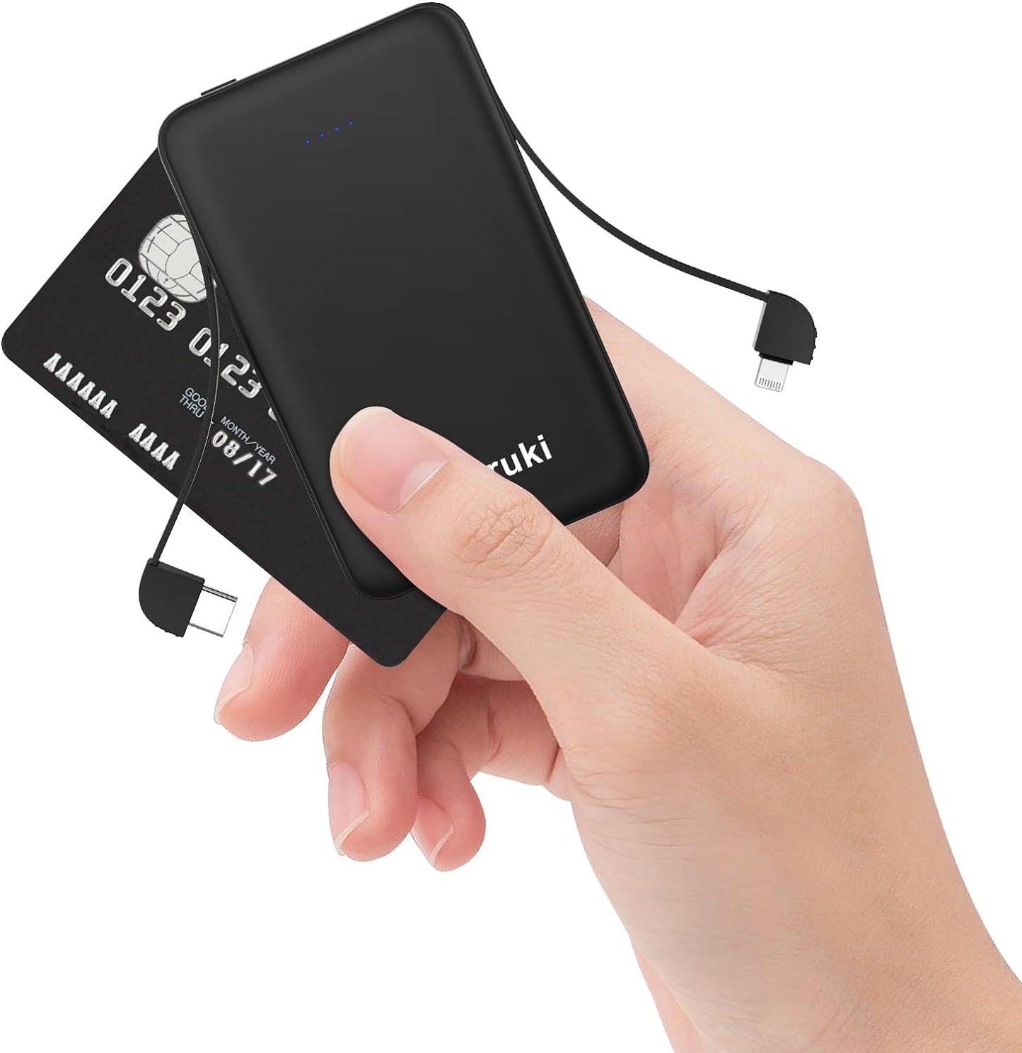 Ultra-Slim 6000mAh Portable Charger with Built-in Cables