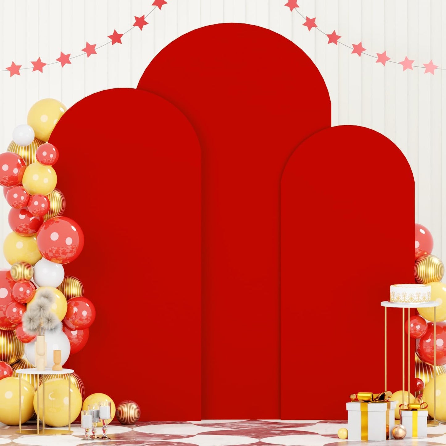 FOTSHARER Red Arch Cover Set of 3 for Wedding and Party Decor