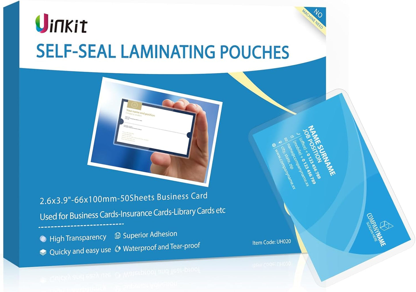 50-Pack Self-Sealing Laminating Pouches - Easy Business Card Protection