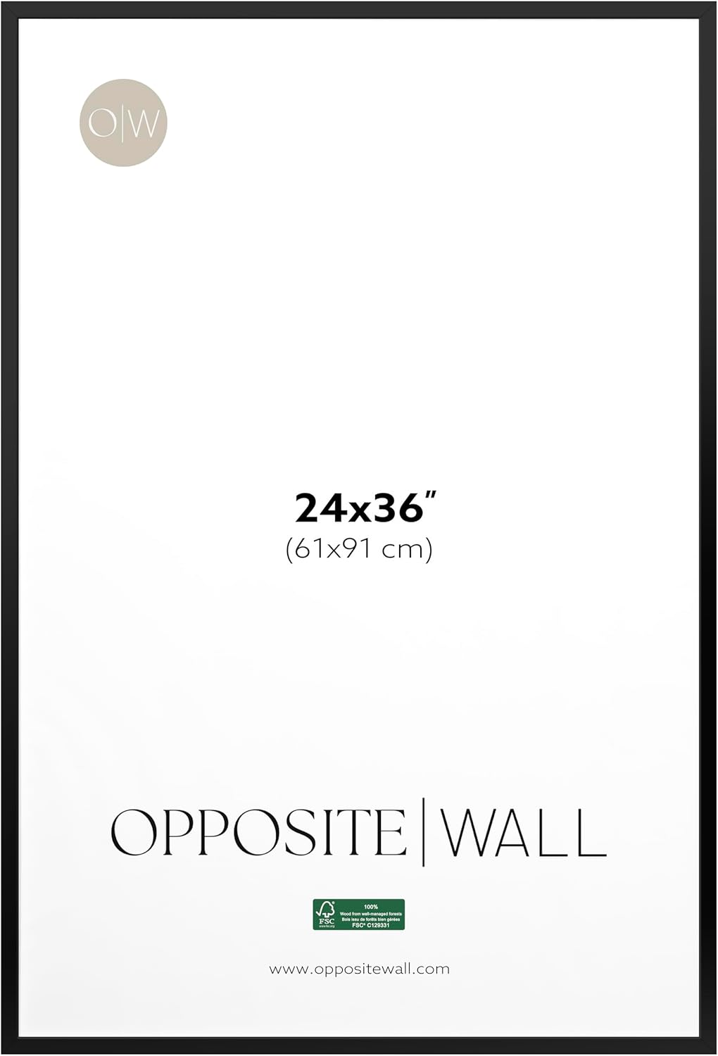 24x36 in Black Solid Oak Wood Picture Frame for Wall Decor