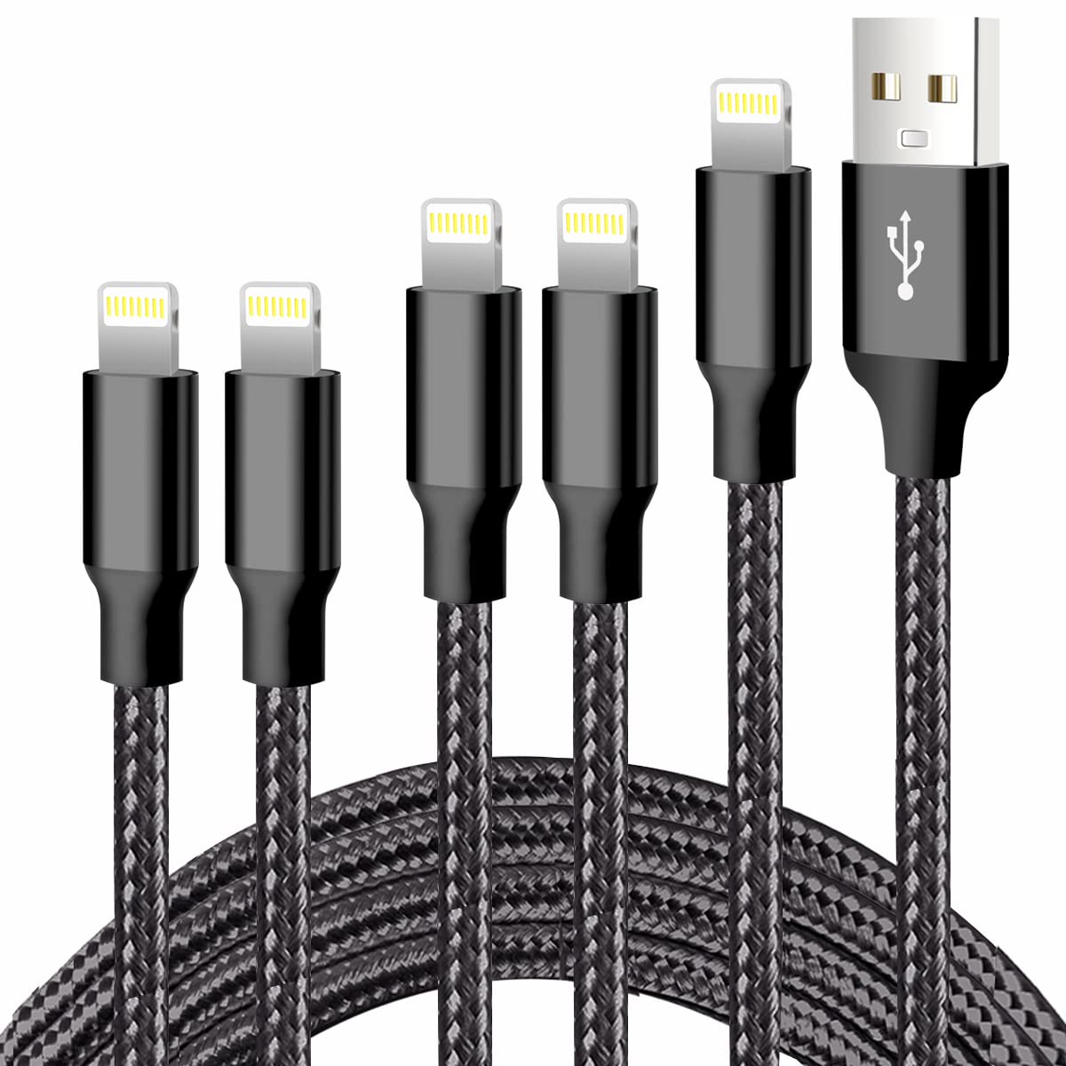 5 Pack Apple MFi Certified Lightning Cables - Fast Charge Your iPhone!