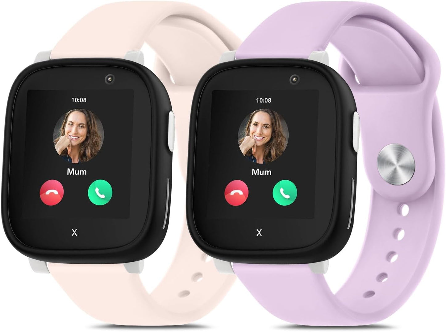 Waterproof Silicone Bands for Kids' Smartwatches - Set of 2