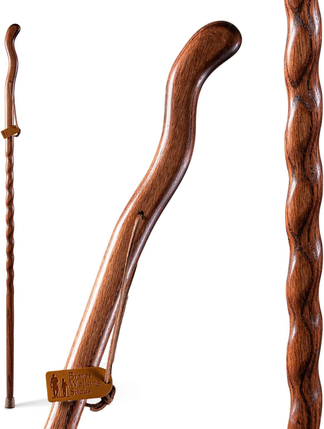 Handcrafted Twisted Oak Walking Stick | Ergonomic Design, Made in USA