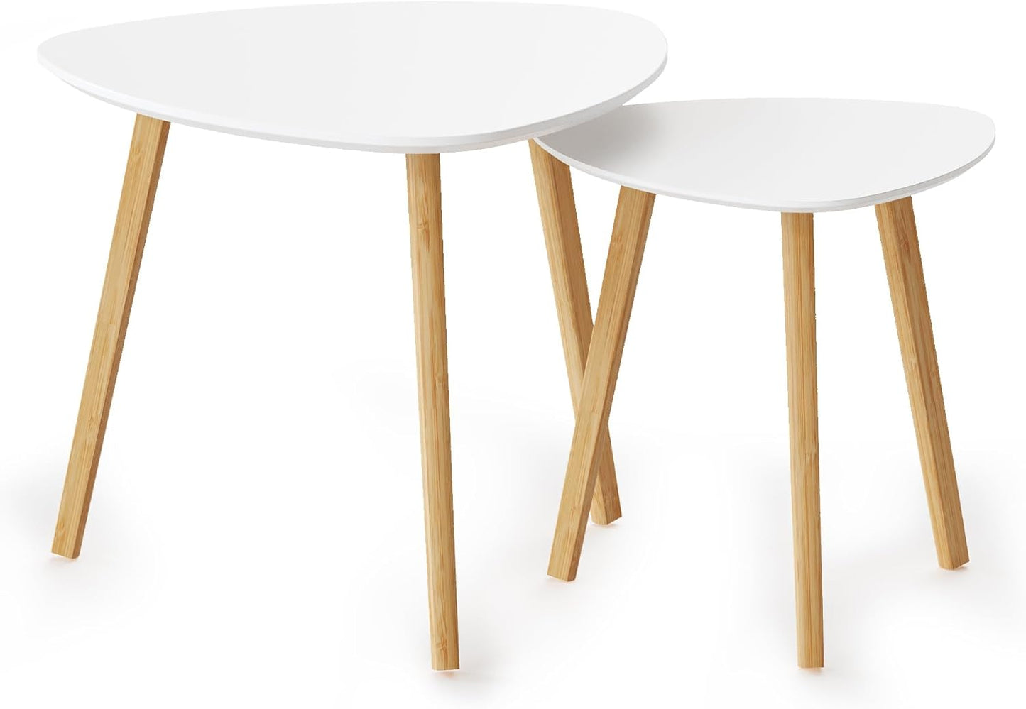 Bamboo Nesting Triangle End Table Set of 2 for Modern Living
