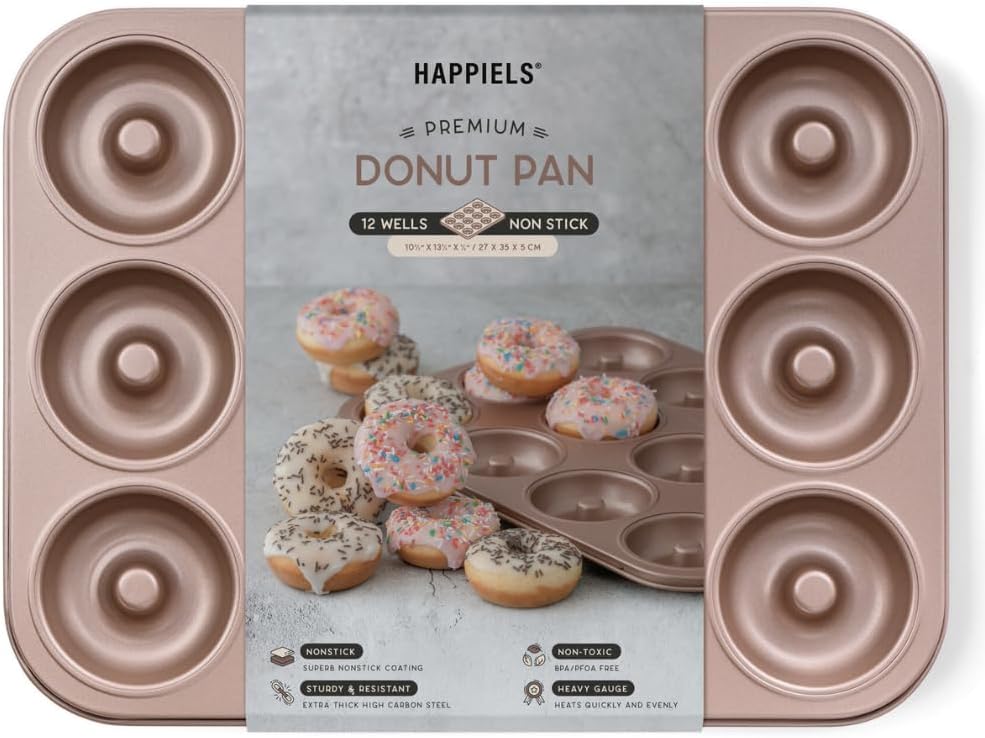 HAPPIELS Nonstick Donut Pan for Perfect Homemade Donuts