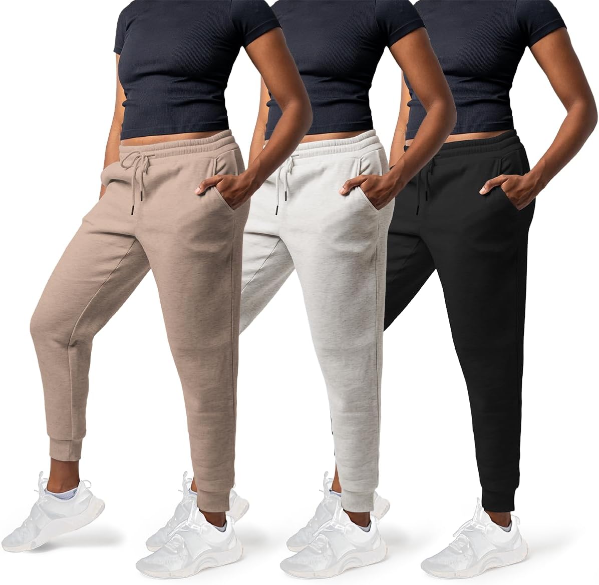 3 Pack Sweatpants Women - Cozy Fleece Joggers with Pockets