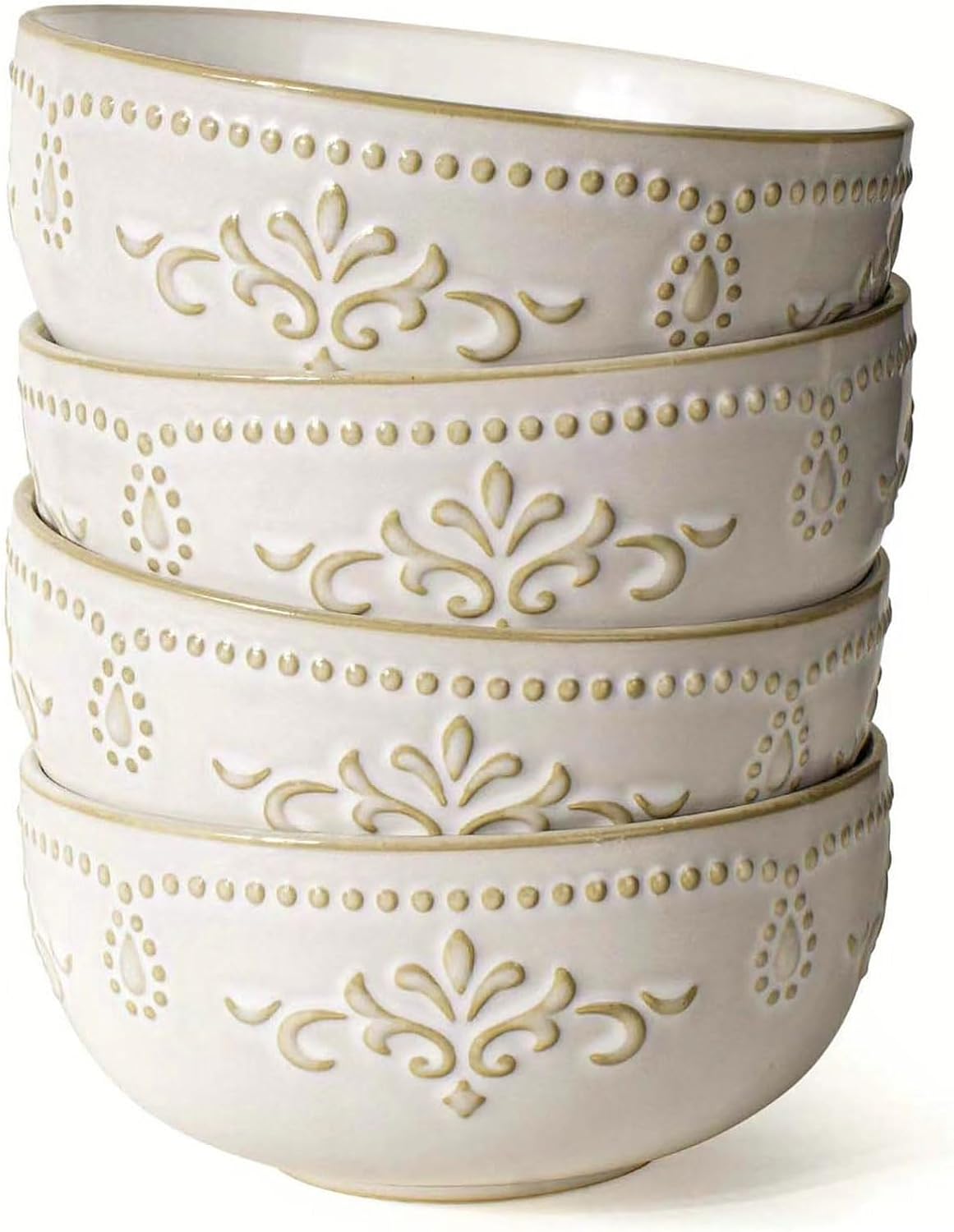 Artena Soup Bowls Set of 4 - Large 32 OZ Ceramic Bowls