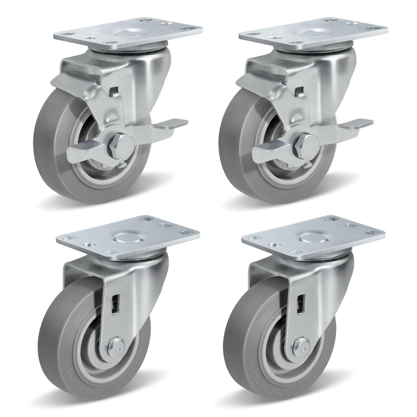 3.5 Inch Heavy Duty Swivel Caster Wheels with Brake Set