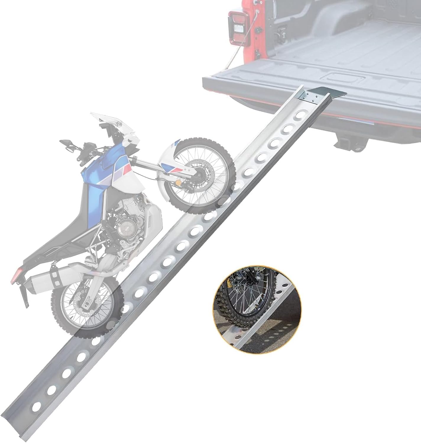 Motorcycle Ramp for Pickups - Aluminum Carrier with 440 lbs Capacity
