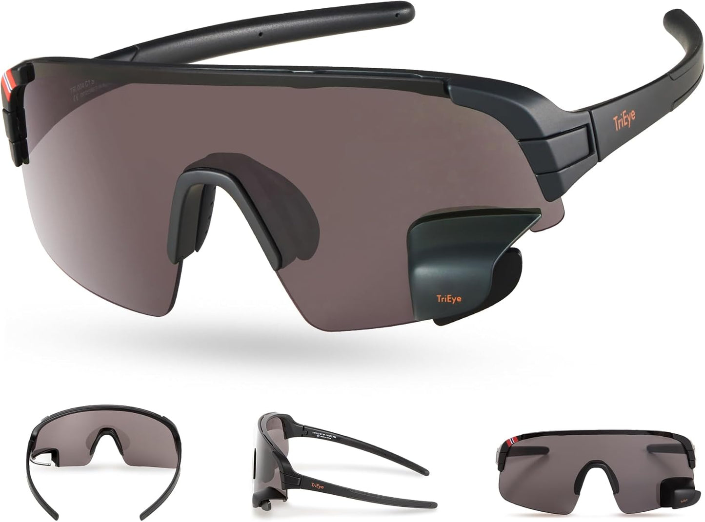 TriEye Cycling Glasses with Rear-view Mirror for Safer Rides