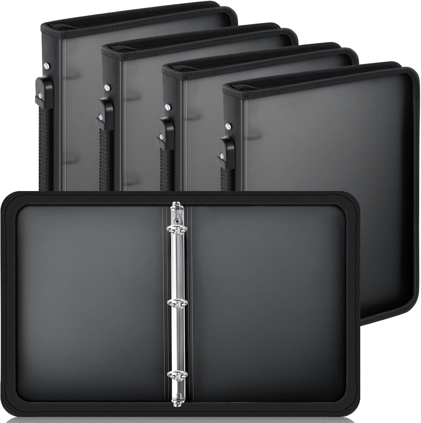 Teling 4 Pcs 2 Inch Black Zipper Binder for School and Work